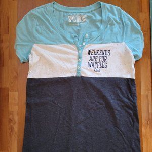 PINK Sleep Shirt Victoria's Secret Weekends are For Waffles - Small